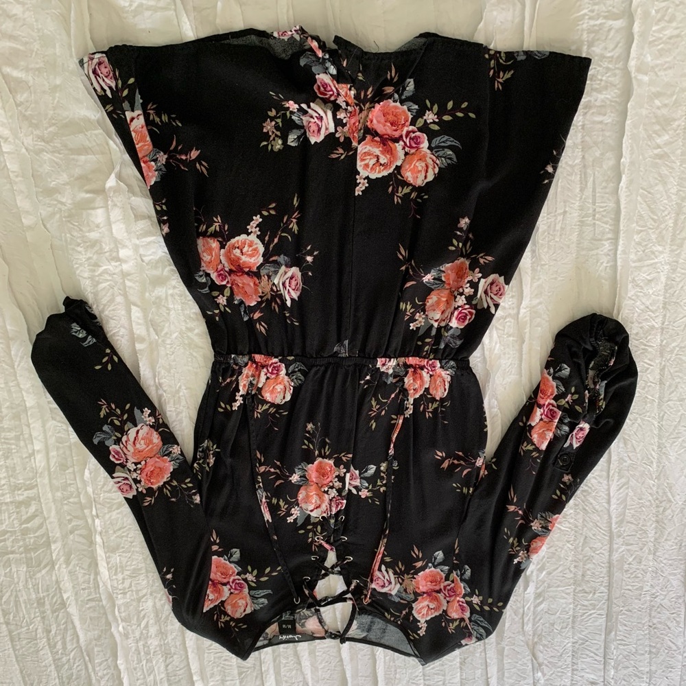 Women’s black and rose romper